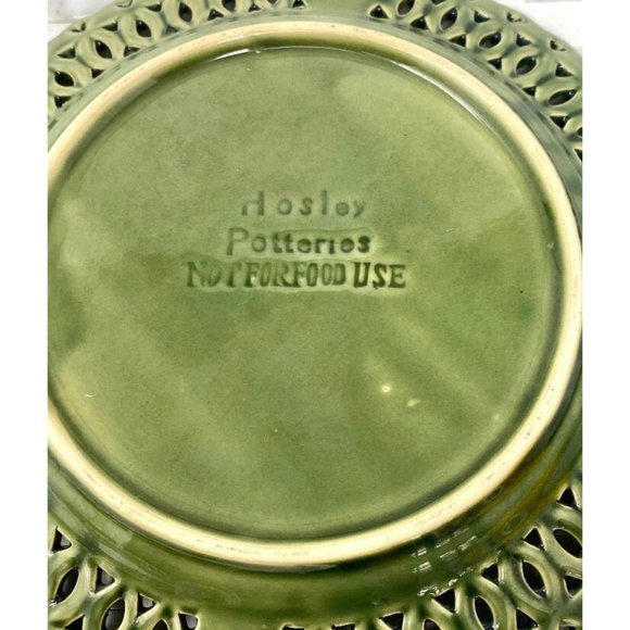 Hosley Potteries Green Grape Plate Pierced Rim, Vintage Majolica 8" Plate, Green - Picture 5 of 9